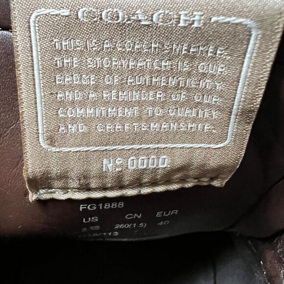 Coach Size 9.5 Khaki Mahogany C126 Low Top Signature Coated Canvas Sneaker Shoes - Picture 8 of 16